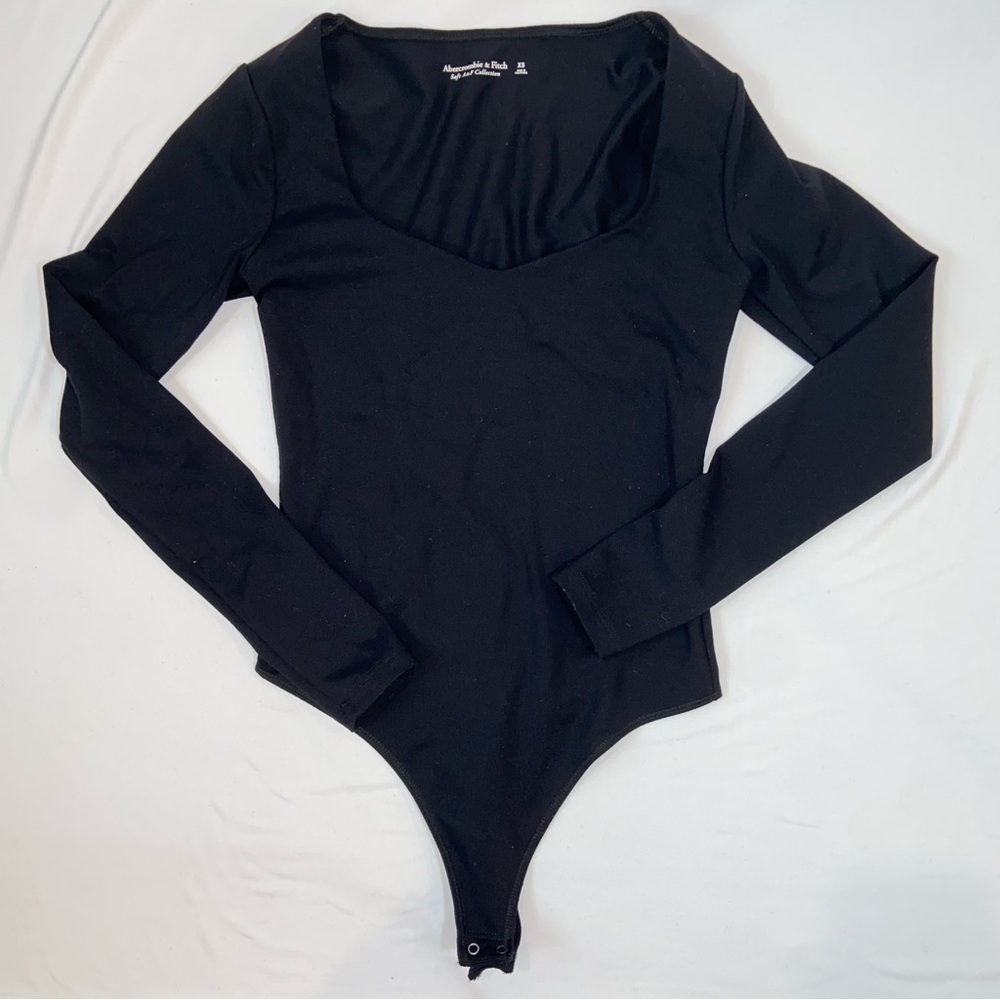 Abercrombie & Fitch A&F Essentials Black Long Sleeve Fitted Bodysuit Size XS